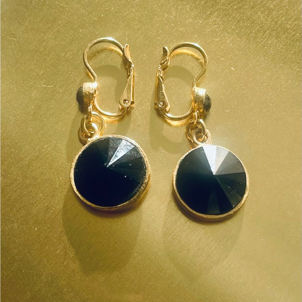 Seasonal Whispers NWOT Elegant Gold and Black Drop Earrings